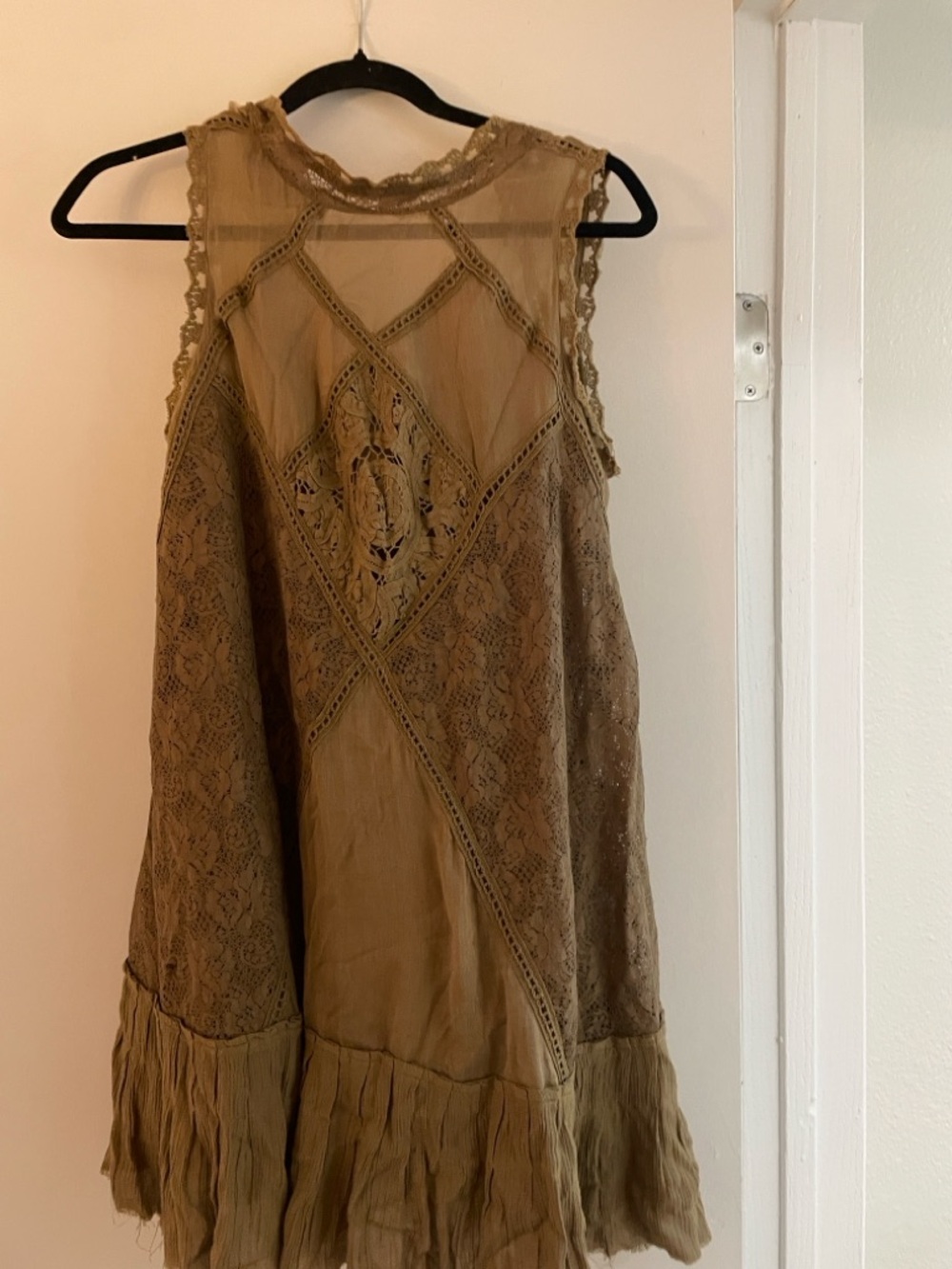 Free People Brown Asymmetrical Lace Dress